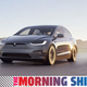 A photo of a Tesla Model X SUV with The Morning Shift graphic underneath.